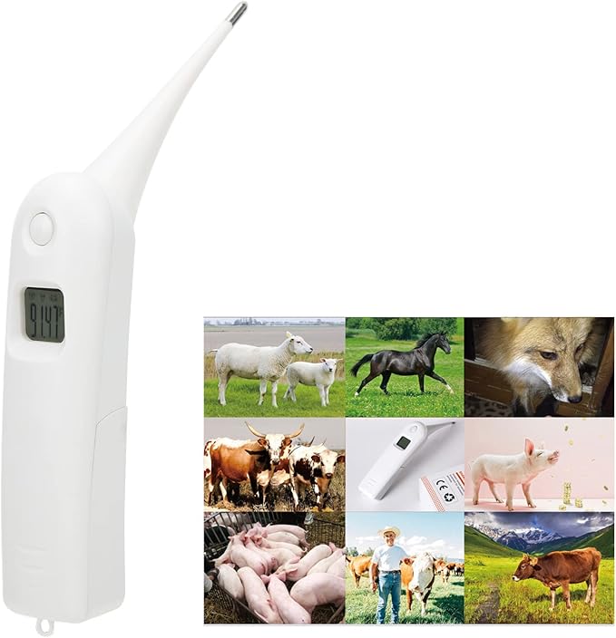 Pig Thermometer Electronic LCD Pet Veterinary Thermometer with Memory Function for Dogs Cats Pet Dog Thermometer Horse Anus Thermometer Fast Digital Veterinary Thermometer