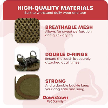 Downtown Pet Supply Step in Dog Harness for Small Dogs No Pull, X-Small, Hunter Green - Adjustable Harness with Padded Mesh Fabric and Reflective Trim - Buckle Strap Harness for Dogs