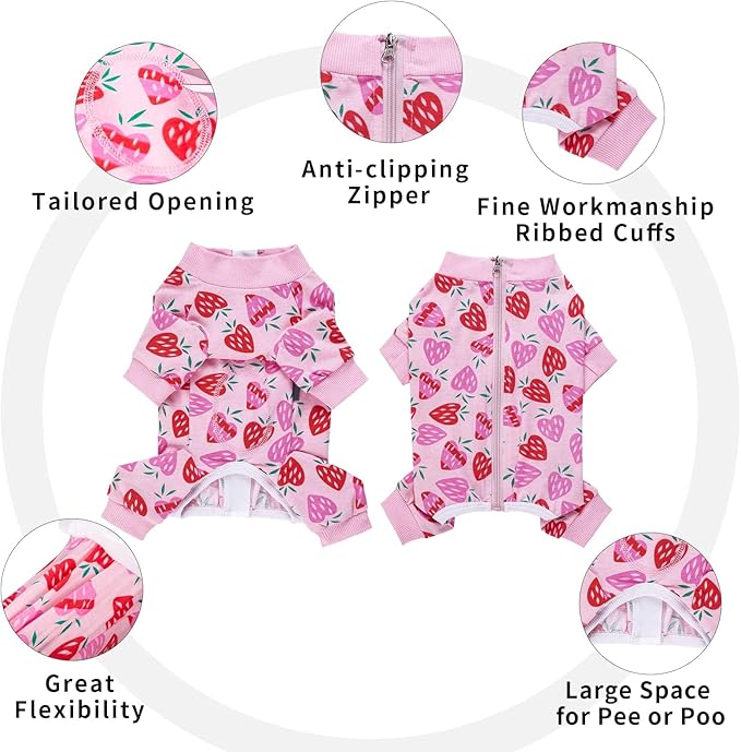 Surgery Recovery Suit for Small Dogs, Onesie for Surgery Female Dogs, Small Dogs Pajamas Long Sleeve, Abdominal Wound Bandages Surgical Suit, Dog Cat Recovery Suit for Shedding Skin Disease