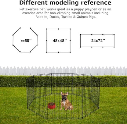 BestPet | Foldable Dog Playpen | 24 Inch, 8 Panels | Metal Pet Exercise Pen | Indoor Outdoor Portable Dog Fence with Door | Removable, Rust-Resistant Secure Pet Kennel | Easy to Assemble
