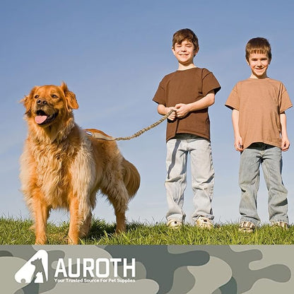 AUROTH Heavy Duty Bungee Dog Leash for Large Breed Dogs, No Pull for Shock Absorption with Car Seat Belt, 2 Padded Handles 4.5Foot 6Foot Training Dog Leash Army Yellow
