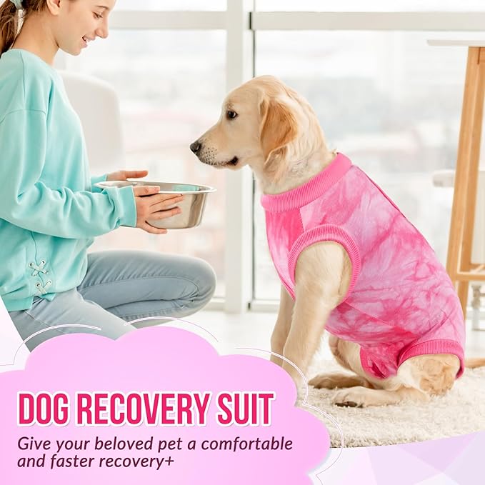 SlowTon Dog Recovery Suit - Surgery Recovery Suit for Female Male Dogs, Dog Onesie After Spay Abdominal Wounds, E-Collar Cone Alternative Prevent Licking Pet Surgical Suit(Pink,M)
