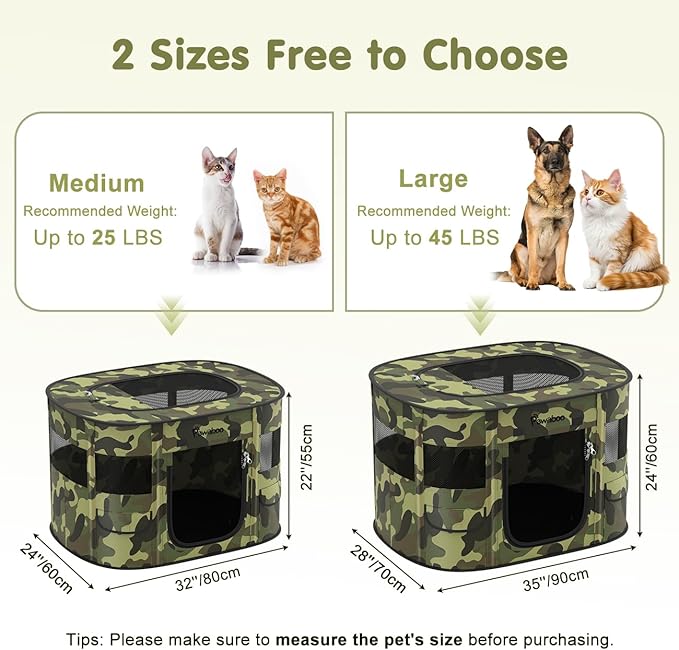 Dog Playpen, Portable Pet Cat PlayPen, 600D Oxford Dog Kennel Tent Crate, Waterproof&Breathable, Indoor Outdoor Travel Camping for Medium/Large Breed with Carrying Case+Bowl(M), Black Camouflage