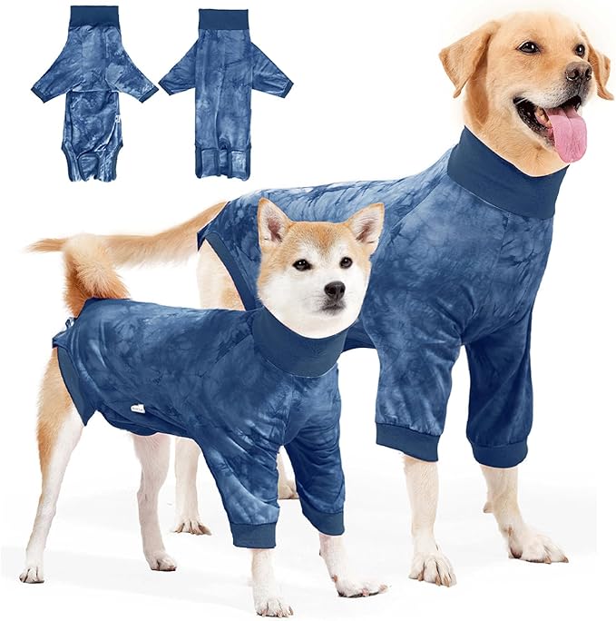 Lukovee Recovery Suit for Dogs - Soft Onesie Dog Surgery Suit for Female Male Dogs, Breathable Surgical Recovery Suit Prevent Licking Spay Recovery Suit Dog E-Collar & Cone Alternative(S,Blue)