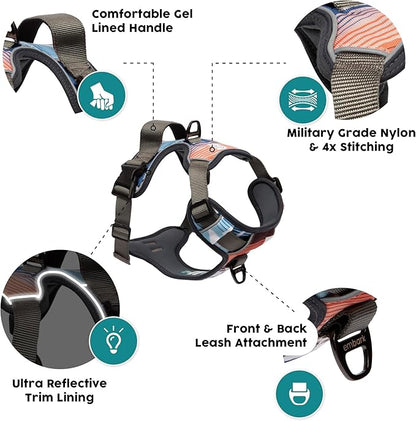 Embark Adventure Medium Dog Harness – No-Pull, Reflective Trim, Military-Grade Nylon, Front Clip with Gel-Lined Handle