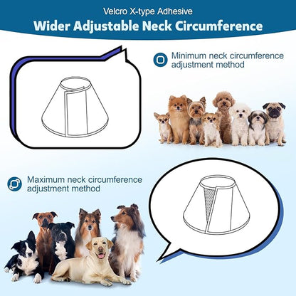 Soft Dog Cone Collar After Surgery: Long Alternative Comfortable Comfy Fabric Recovery Shame Elizabethan Stop Licking Small Medium Large Dogs (Blue, XL)