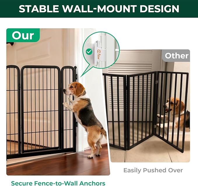FXW Dog Gate Extra Wide Designed for Indoor Use, Adjustable Width Up to 111-inch Wide (32" H 4 Wire Panels for Small and Medium Dogs), Black
