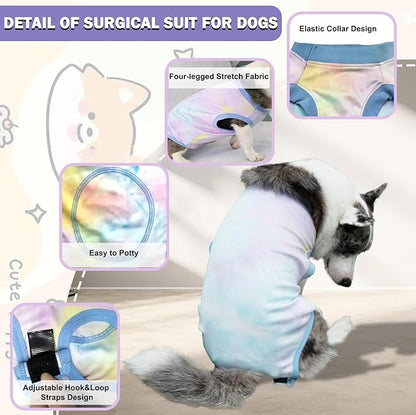 Dog Surgery Recovery Suit, Surgical Recovery Suit for Dog Male Neuter, Female Spay Shirt, Cone Alternative Pet Surgical Onesie Post Surgery Bodysuit, Tie-dye Light Blue, X-Large