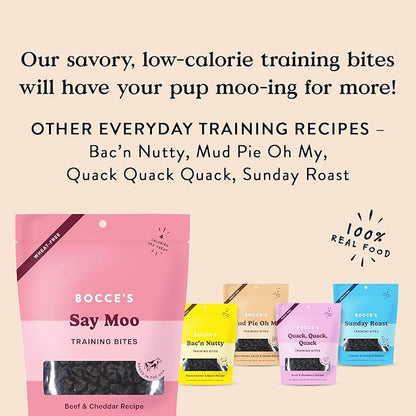 Bocce's Bakery Say Moo Beef & Cheddar Training Treats for Dogs,Wheat-Free Dog Treats,6 oz Bag,(Pack of 2)