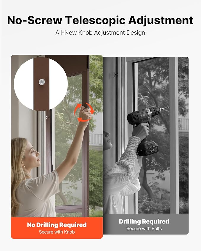 VEVOR Dog Door for Sliding Glass Door, 75 7/8 to 80 11/16 in Adjustable Height, Aluminum Alloy Frame with Rotating Hinges, Lock Design, 10 1/4 x 16 1/4 in Flap, Sliding Glass Pet Door for Renters