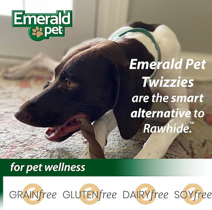 Emerald Pet Twizzies Rawhide Free 100% Digestible Natural Dog Lasting Chew Treats, Made in USA Size 6, Peanutty Peanut Butter Multipack