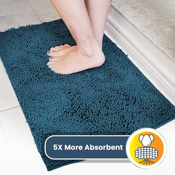 Muddy Mat® | Super Absorbent Door Mat Indoor, Microfiber Quick Dry Chenille Entryway Rug, Non-Slip Front Door Mat, Indoor Mats for Entryway, Machine Washable Pet Rug, Atlantic Blue 59"x35"