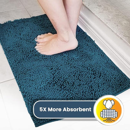 Muddy Mat® | Super Absorbent Door Mat Indoor, Microfiber Quick Dry Chenille Entryway Rug, Non-Slip Front Door Mat, Indoor Mats for Entryway, Machine Washable Pet Rug, Atlantic Blue 36"x120"