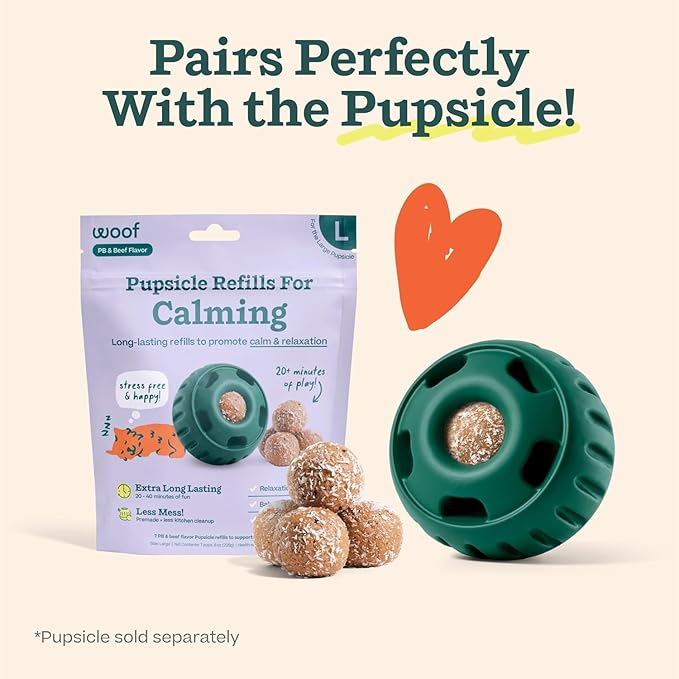 WOOF Pupsicle Refill Pops for Calming - Long-Lasting Refills for The Pupsicle Toy to Promote Calm - Calming Dog Treats - Magnesium for Dogs- Small Pops - 10 Count- 3 Pack