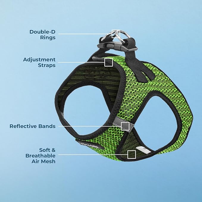 Voyager Step-in Air Dog Harness - All Weather Mesh, Reflective, No Pull Harness for Small, Medium Dogs, Cats - Secure with Hook & Loop Fastener, Buckle, Double D-Rings - Lime Green 2-Tone, XS