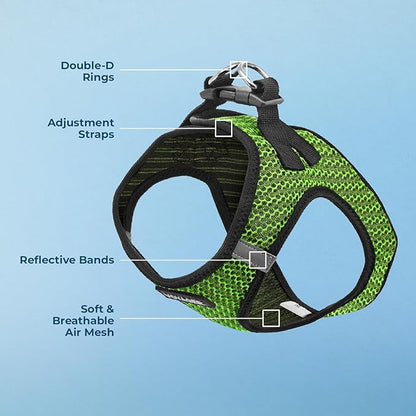 Best Pet Supplies - All Weather Mesh/Plush, Reflective, No Pull Harness for Small, Medium Dogs, Cats - Secure with Hook & Loop Fastener, Buckle, Double D-Rings - Lime Green 2-Tone, S