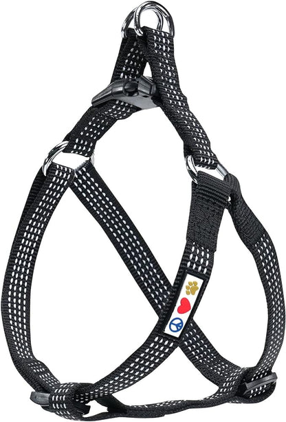 Pawtitas Reflective Step-in Dog Harness – Adjustable No-Pull Vest for Puppies to Seniors, Safe & Comfortable, L Black