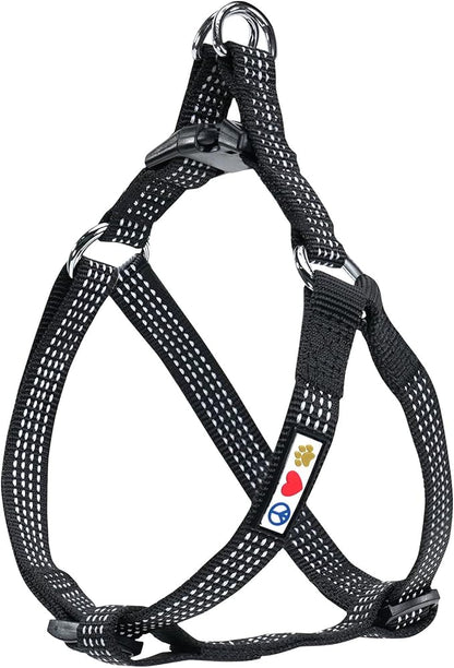 Pawtitas Reflective Step-in Dog Harness – Adjustable No-Pull Vest for Puppies to Seniors, Safe & Comfortable, S Black