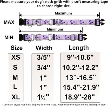 Martingale Collar for Dogs Floral Dog Collars for Small Medium Large Dogs with Buckle Adjustable Soft Nylon Dog Collar (Purple Lily, Small)