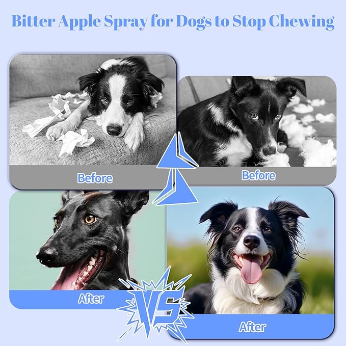 No Chew Spray for Dogs, Bitter Apple Spray for Dogs to Stop Chewing,50ML Natural&Safe Anti Chew Deterrent Spray, Alcohol-Free Effective Indoor/Outdoor Use, Protect Furniture Shoes&Household (Blue)