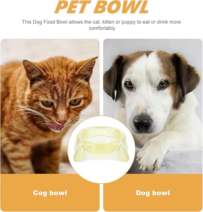 HEMOTON Pet Dog Bowl Large Yellow Crystal Food Container Puppy Feeding Dish Cage Feeder for Indoor Use