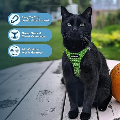 Best Pet Supplies - All Weather Mesh/Plush, Reflective, No Pull Harness for Small, Medium Dogs, Cats - Secure with Hook & Loop Fastener, Buckle, Double D-Rings - Lime Green 2-Tone, M