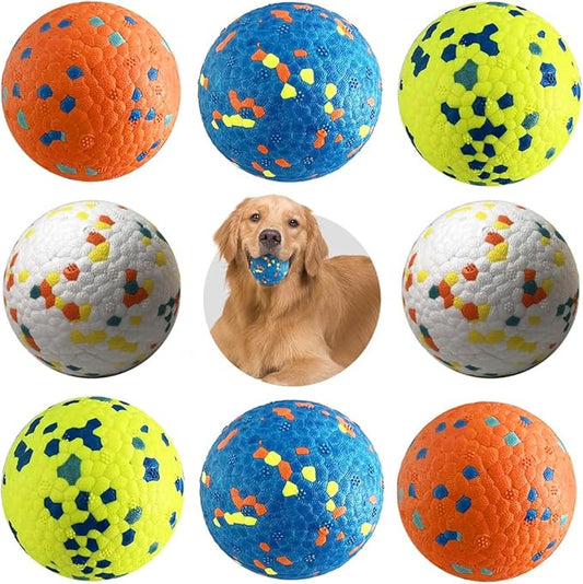 Mankoda Dog Balls, 8Pcs Tennis Ball Toys for Aggressive Chewers, Durable Teething Chew Dog Toys, Diameter 3'' Water Toy Fetch Balls, Interactive Dog Balls for Large and Medium Dogs (8 Balls)