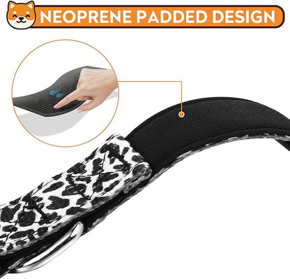 Reflective Dog Collar, Adjustable Soft Neoprene Padded Nylon Pet Collars with Buckle for Puppy and Small Dogs, Cats, Black White Cow,XL