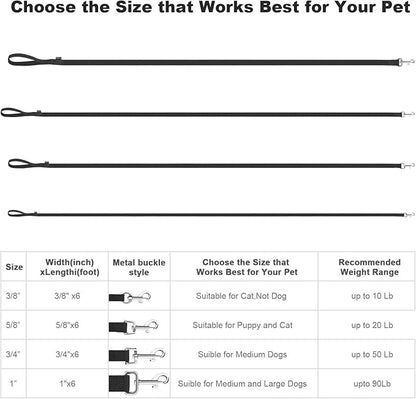 AMAGOOD 6 FT Cat Leashes, Strong Traditional Style Leash with Easy to Use Collar Hook,Cat Lead Great for Cats (Black(Pack of 1),3/8" x 6 Feet)