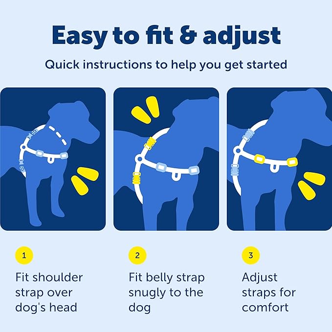 PetSafe Easy Walk Comfort No-Pull Dog Harness - Better Walk Training Harness - Full Body Padded Design - Durable Fabric - 5 Point Adjustable Fit - Everyday Leash Training - Blue - Medium/Large