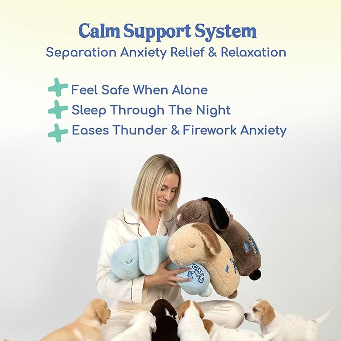 Race&Herd CuddleBun Heartbeat Puppy Toy Sleep Aid - Heartbeat Dog Toy, Dog Heartbeat Toy for Puppy Must Haves for Separation Pet Anxiety Relief Puppy Calming Aid, Dog Toys Behavioral Training (Cocoa)