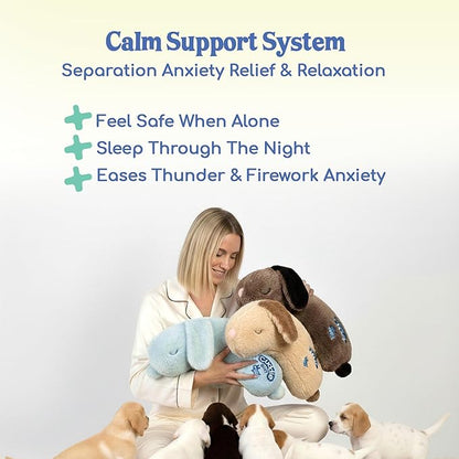 Race&Herd CuddleBun Heartbeat Puppy Toy Sleep Aid - Heartbeat Dog Toy, Dog Heartbeat Toy for Puppy Must Haves for Separation Pet Anxiety Relief Puppy Calming Aid, Dog Toys Behavioral Training (Cocoa)
