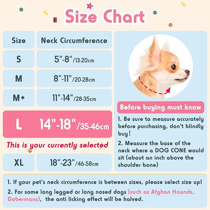 Inflatable Dog Pillow Cone Collar After Surgery, Donut Soft Neck Cone for Husky Border Collie Large Dogs, etc, Recovery E Collar to Stop Licking Pink