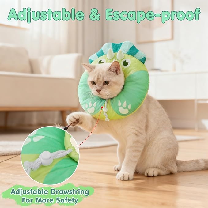 BEAUTYZOO Cat Cone, Adjustable Cat Cone Collar Soft, Cat Recovery E Collars After Surgery to Stop Licking, Protective Neck Cone Alternative Donut Collar Cute Pillow for Cats Kitten Small Dogs
