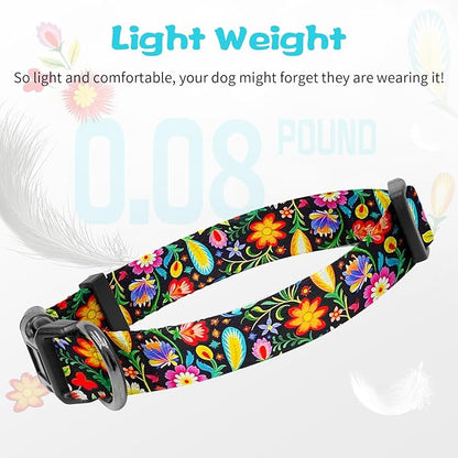 Kazazoo Dog Collar Cute and Soft Nylon Puppy Collar for Boy and Girl, Adjustable Dog Collars for Medium Large Dogs, Tropical-L