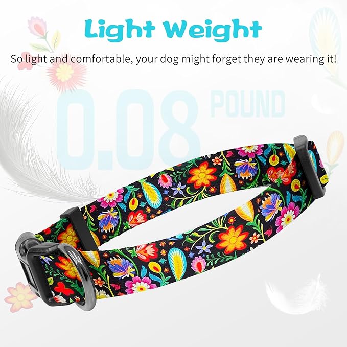 Kazazoo Dog Collar Cute and Soft Nylon Puppy Collar for Boy and Girl, Adjustable Dog Collars for Small Medium Dogs, Tropical-XS