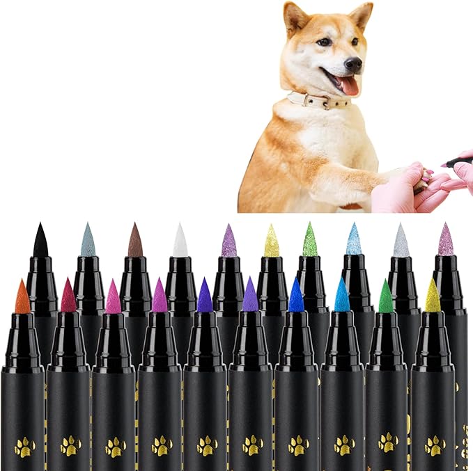 OLINGYOU Dog Nail Polish， Dog Nail Polish Pens Quick Dry-20 Colors, Pet Nail Polish Set for Dogs， DIY Dogs Puppy Nails, Dog Safe Nail Polish Non Toxic, Odorless, Easy to Apply
