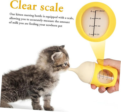 Newborn Kitten Puppy Nursing Bottle with Ergonomic Grip Clear Scale Clean Small Animal Feeding Tool for Animal Milk