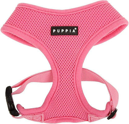 Puppia Soft Dog Harness No Choke Over-The-Head Triple Layered Breathable Mesh Adjustable Chest Belt and Quick-Release Buckle, Pink, X-Large