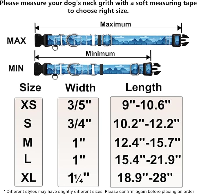 Martingale Collar for Dogs with Buckle Dog Collar Adjustable Soft Nylon Boy Dog Collars for Small Dogs, Blue Sunset