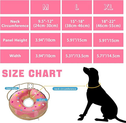 Inflatable Dog Cone Collar Soft Dog Cone Alternative After Surgery to Stop Licking for Large Medium Dogs Recovery Donut Cone Adjustable Neck Collar with Enhanced Anti-Licking Guard Shield,Donut Pink,L