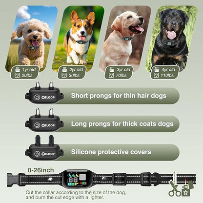 Smart Dog Training Collar for 2 Dogs, 2-in-1 Remote Control Shock Collar with AI Anti-Barking Device for Small/Medium,/Large Dogs, IPX7 Waterproof