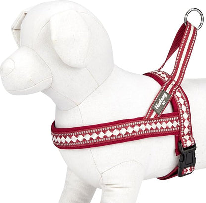 Blueberry Pet 4 Colors Soft & Comfy 3M Reflective Jacquard Padded Dog Harness, Chest Girth 16.5" - 21", Marsala Red, Small, Adjustable Harnesses for Dogs