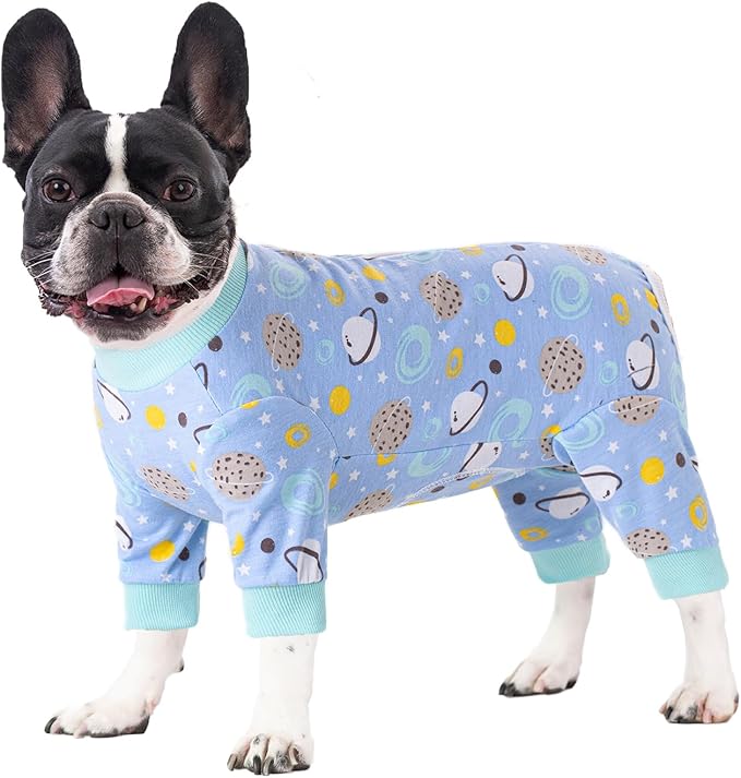 Dog Recovery Suit for Surgery Small Medium Dogs Onesie, Cute Soft Dog Pajamas Bodysuit Cone Alternative Prevent Licking Recovery Suit Female Male (Planet, X-Large)