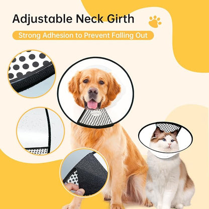 Dog Cone Collar for Surgery Recovery, Adjustable Soft Elizabethan Collar, Anti-Lick Protective Neck E-Collar for Dogs M