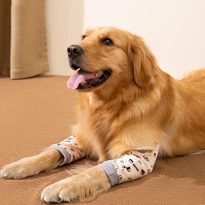 HDKUW Dog Front Leg Braces Recovery Sleeve, Pet Knee Brace Wounds Protector for Medium Large Dog Yellow XL
