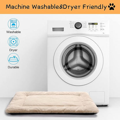 Dog Beds Crate Pad for Extra Large Dogs Ultra Soft Dog Crate Bed Washable & Anti-Slip Kennel Pad for Dogs Cozy Sleeping Mat,Cream 48inch