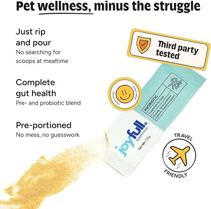 Joyfull Probiotics for Dogs - Supports Gut Health, Immune System, Occasional Diarrhea, Digestive Health, Gas & Bloating - 30 Packets of 1g Powder Probiotics