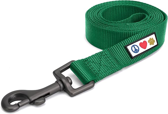 Pawtitas Solid 6 ft Lush Green Dog Leash XXS/Cat Custom Name and Phone Embroidery Strong Nylon Leash for Small Breeds