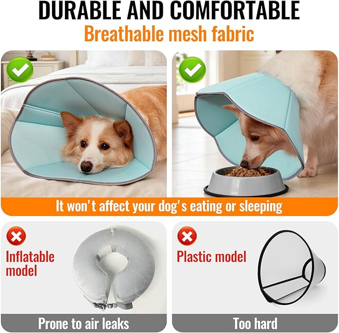 MAXFUT Dog Cone Collar,Soft Cone for Dogs to Stop Licking After Surgery,Non Inflatable Dog Donut Cone (Blue, XL)